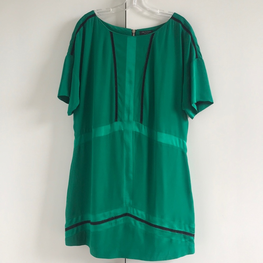 rag & bone Emerald silk dress with black lattice